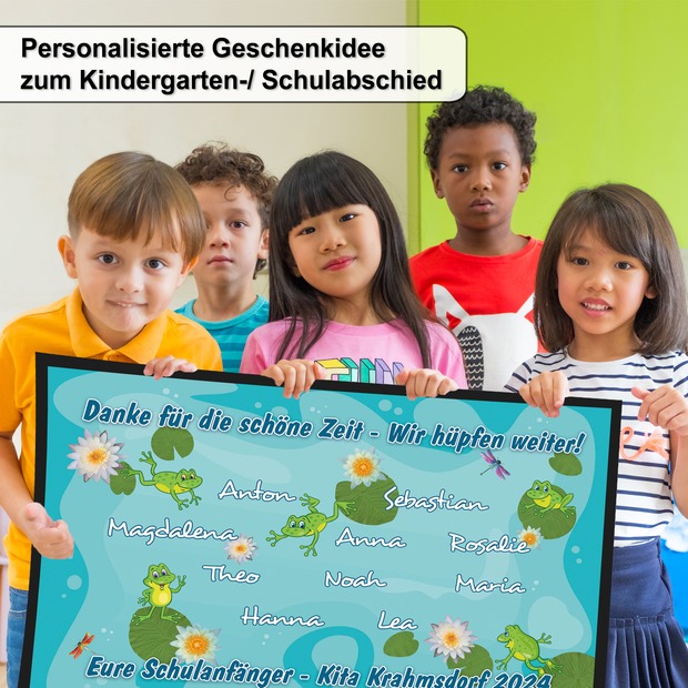 Unikatolo Fußmatte FRÖSCHE Kita Abschied mit Namen