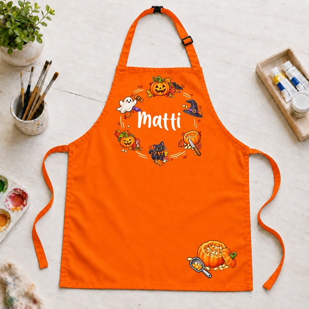 Unikatolo Kinderschürze HALLOWEEN mit Name personalisiert | SCHWARZ