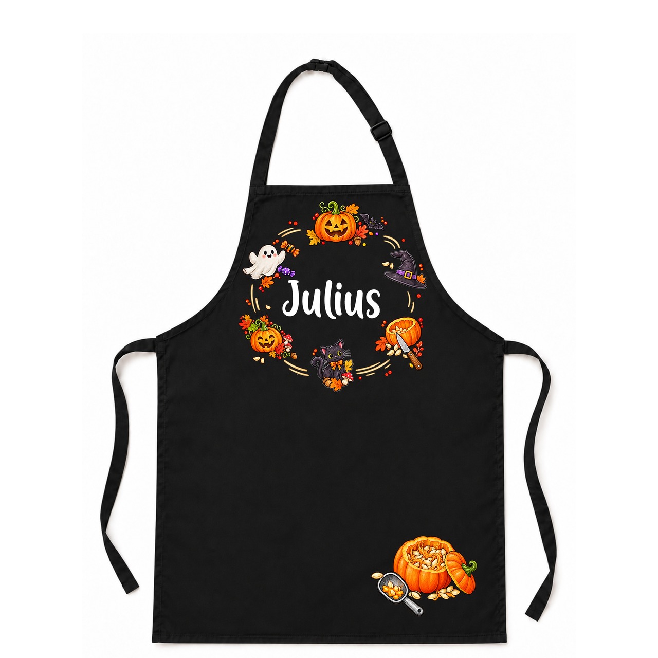 Unikatolo Kinderschürze HALLOWEEN mit Name personalisiert | SCHWARZ