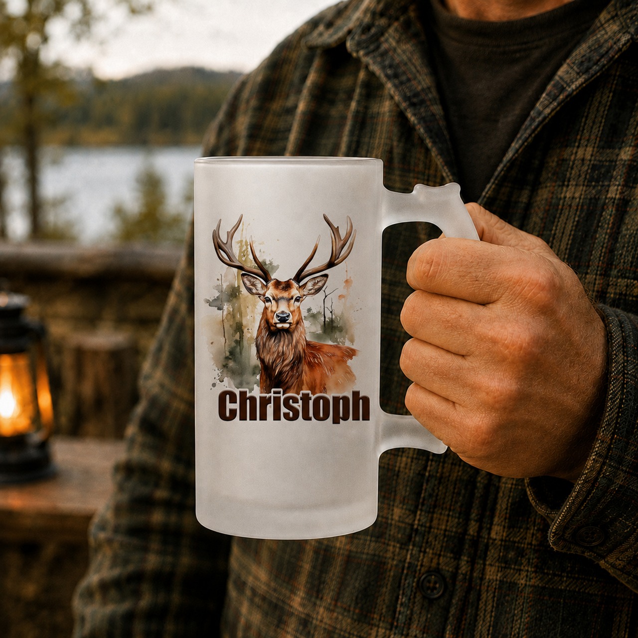 Unikatolo Bierkrug mit Name personalisiert - Hirsch2
