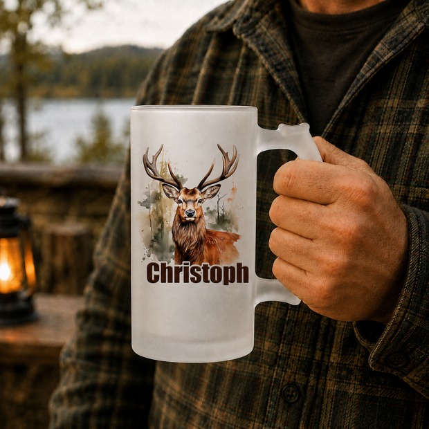 Unikatolo Bierkrug mit Name personalisiert - Hirsch2