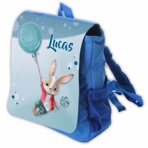 Unikatolo Kindergartenrucksack Hase mit Name | blau