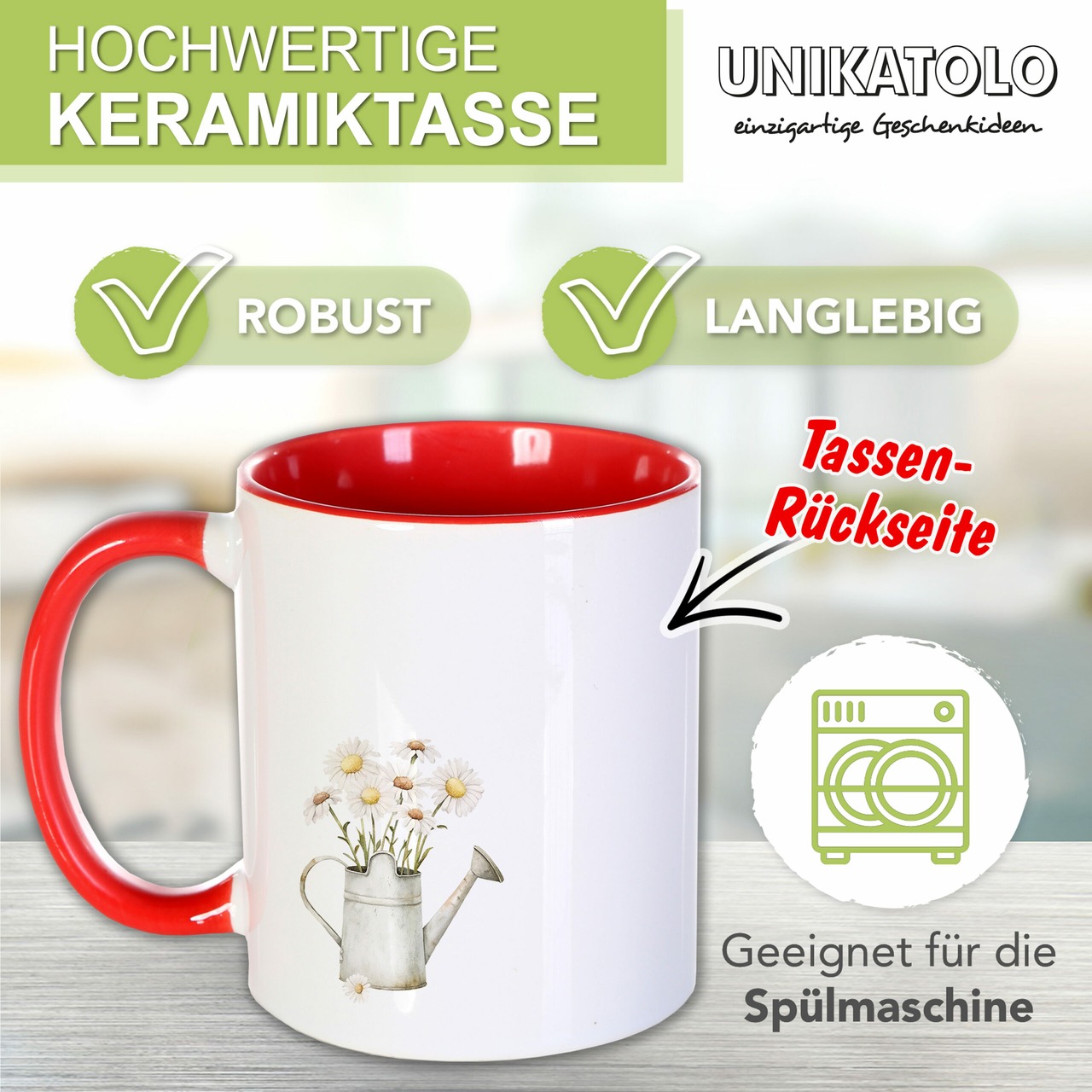 Unikatolo Ostertasse mit Name personalisiert Schaf ROT