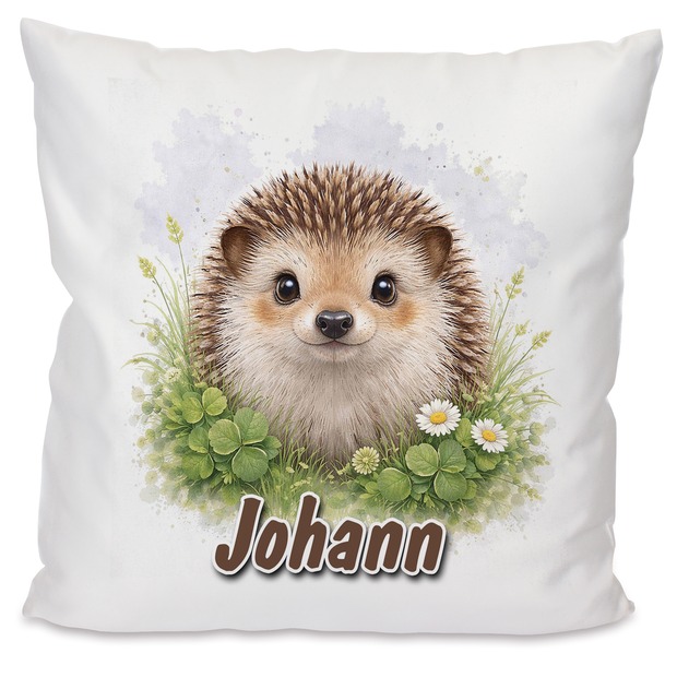 Personalisiertes Kissen mit Igel und Name bedruckt