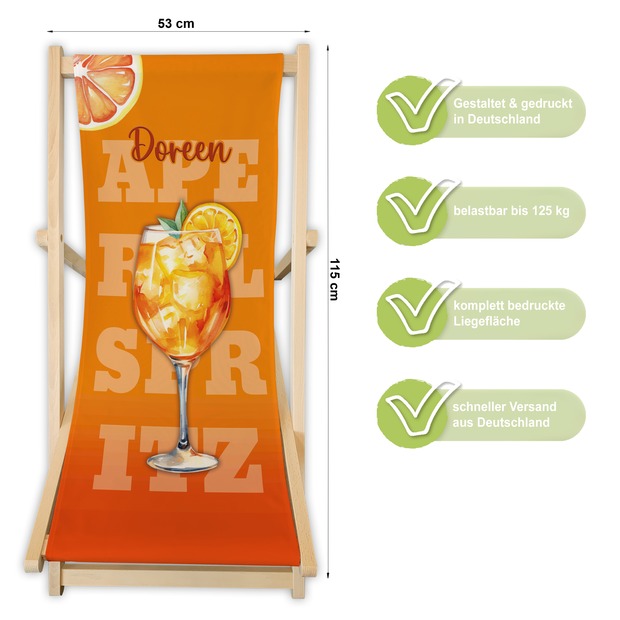 Unikatolo Liegestuhl SPRITZ APERITIF mit Name personalisiert