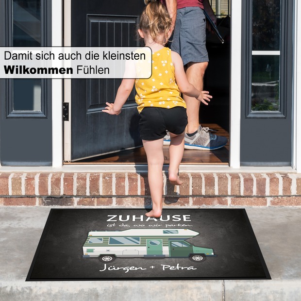 Unikatolo Fußmatte Motiv Wohnmobil mit Name personalisiert