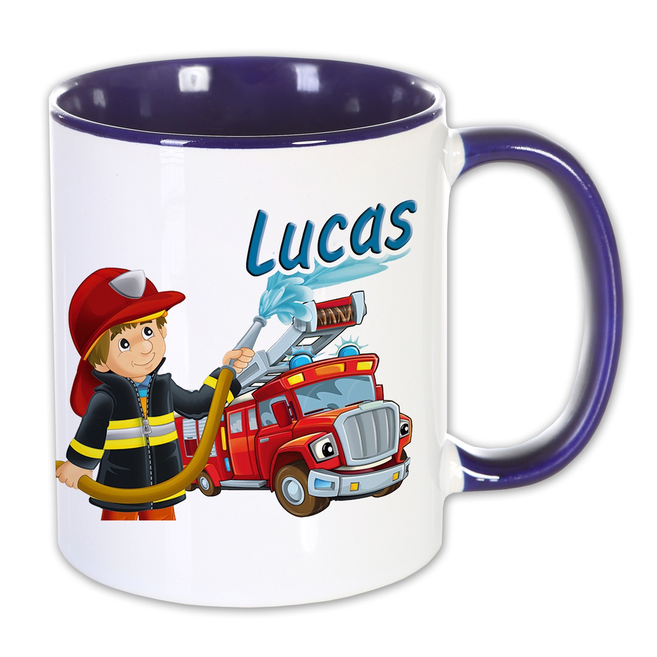 Unikatolo Tasse mit Name personalisiert Kinder Motiv Feuerwehr