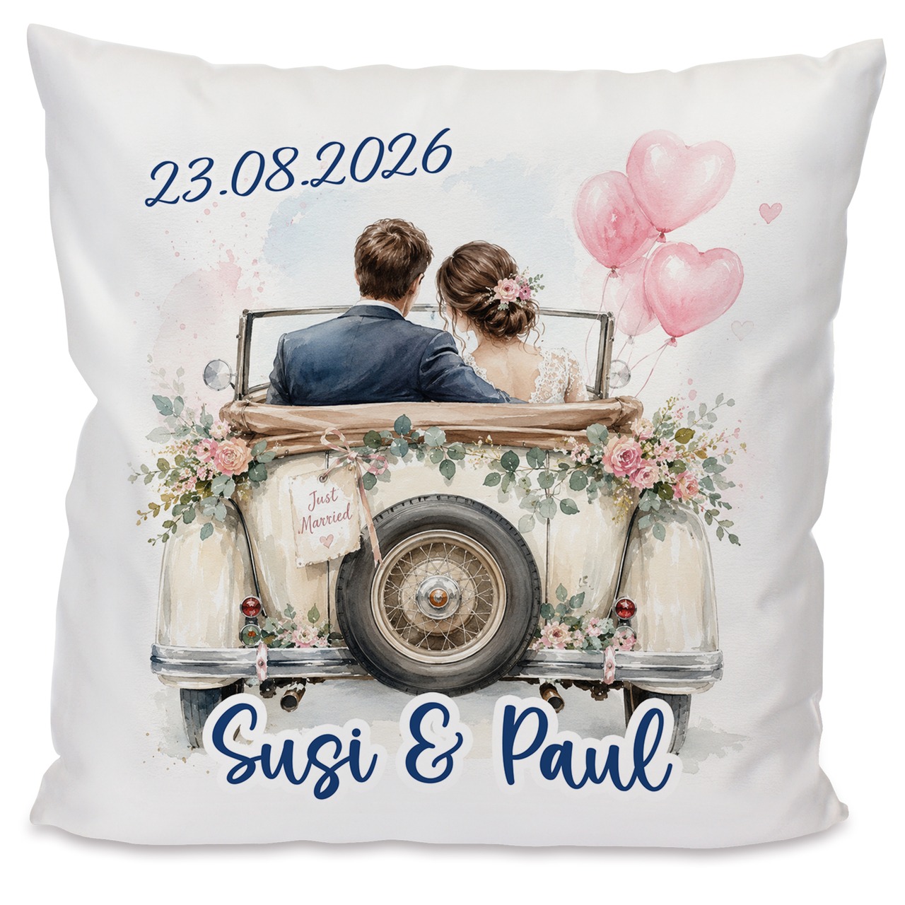 Unikatolo Kissen Motiv Hochzeit 2 mit Namen personalisiert