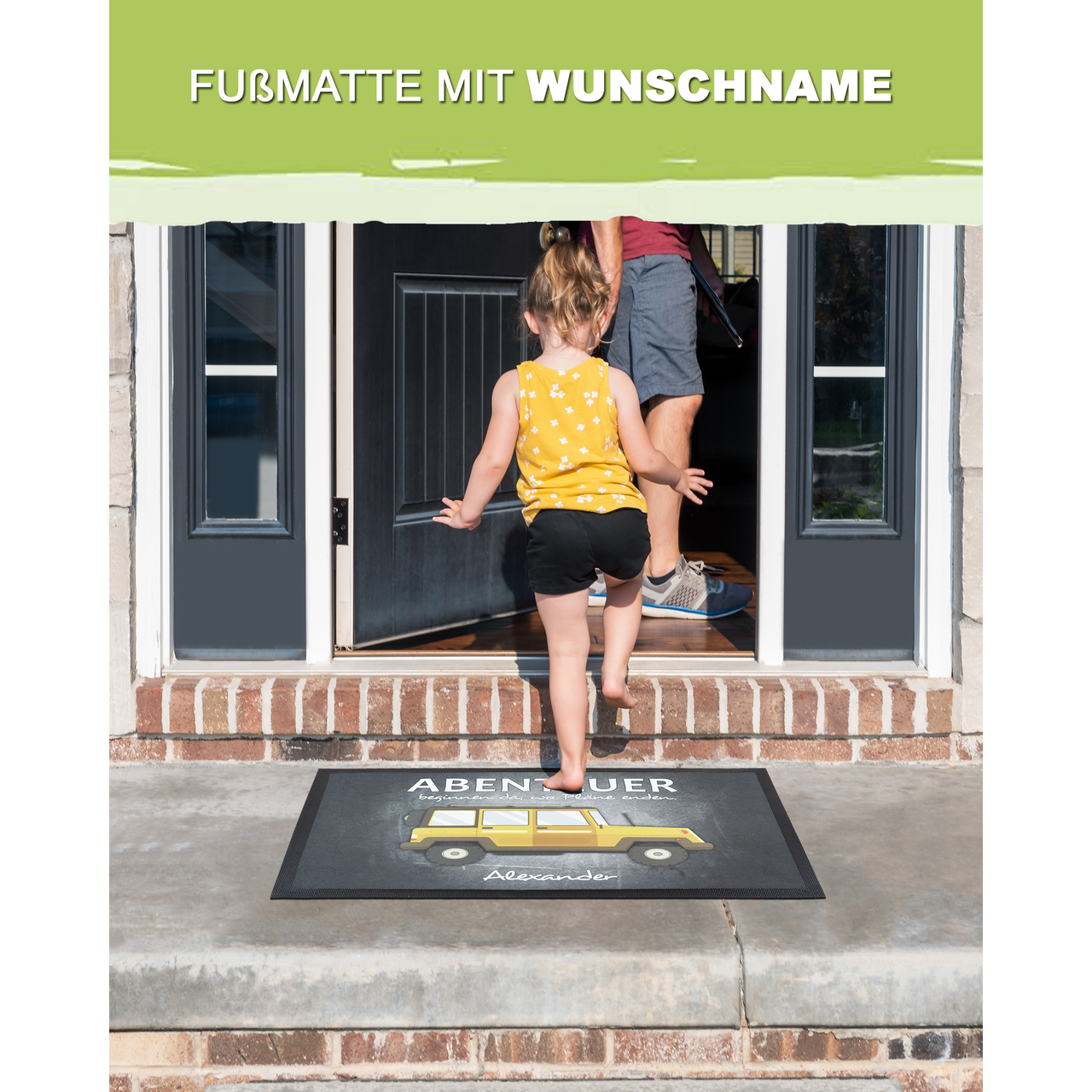 Unikatolo Fußmatte Motiv Bus Van mit Name personalisiert