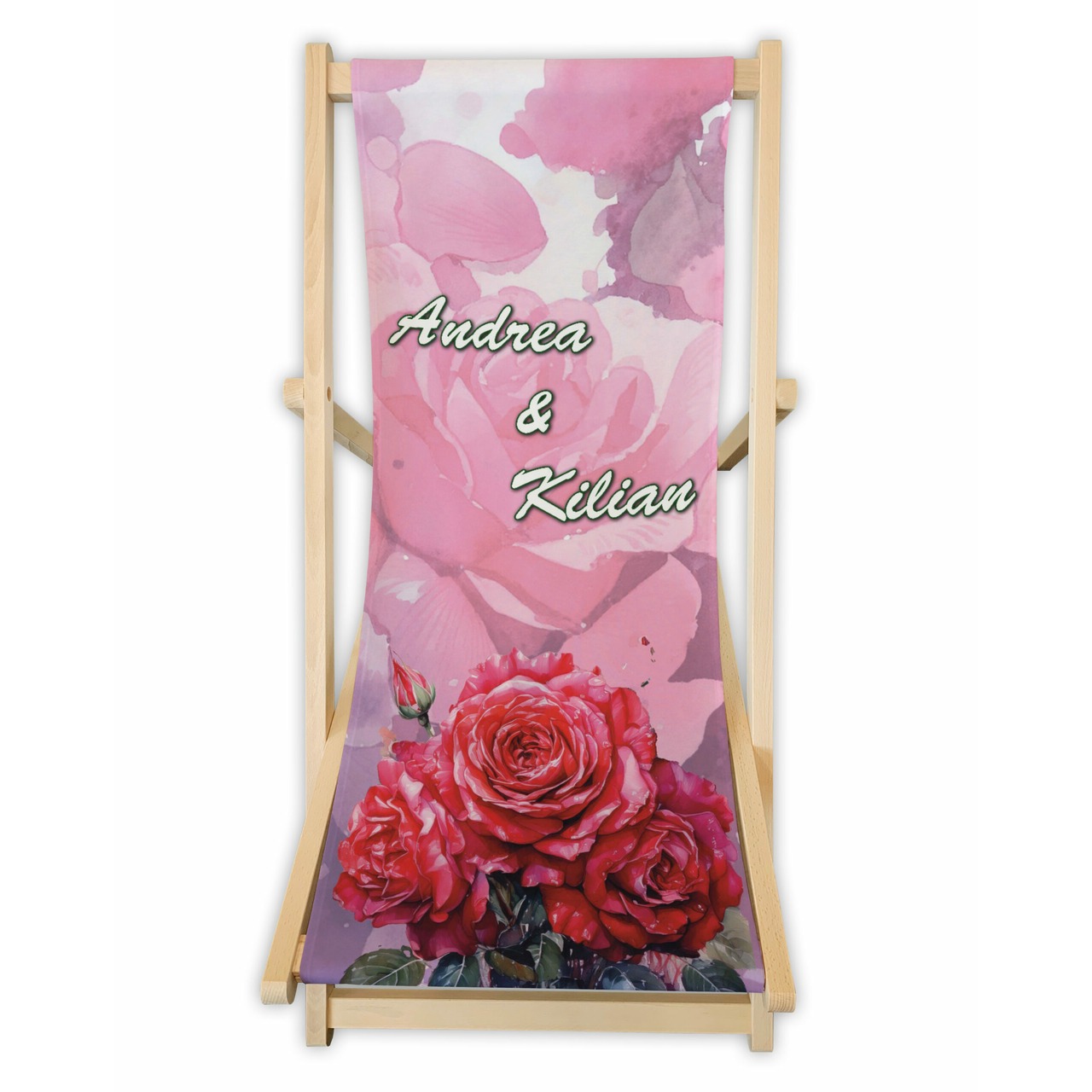 Unikatolo Liegestuhl mit Name personalisiert | Valentinstag Rosen