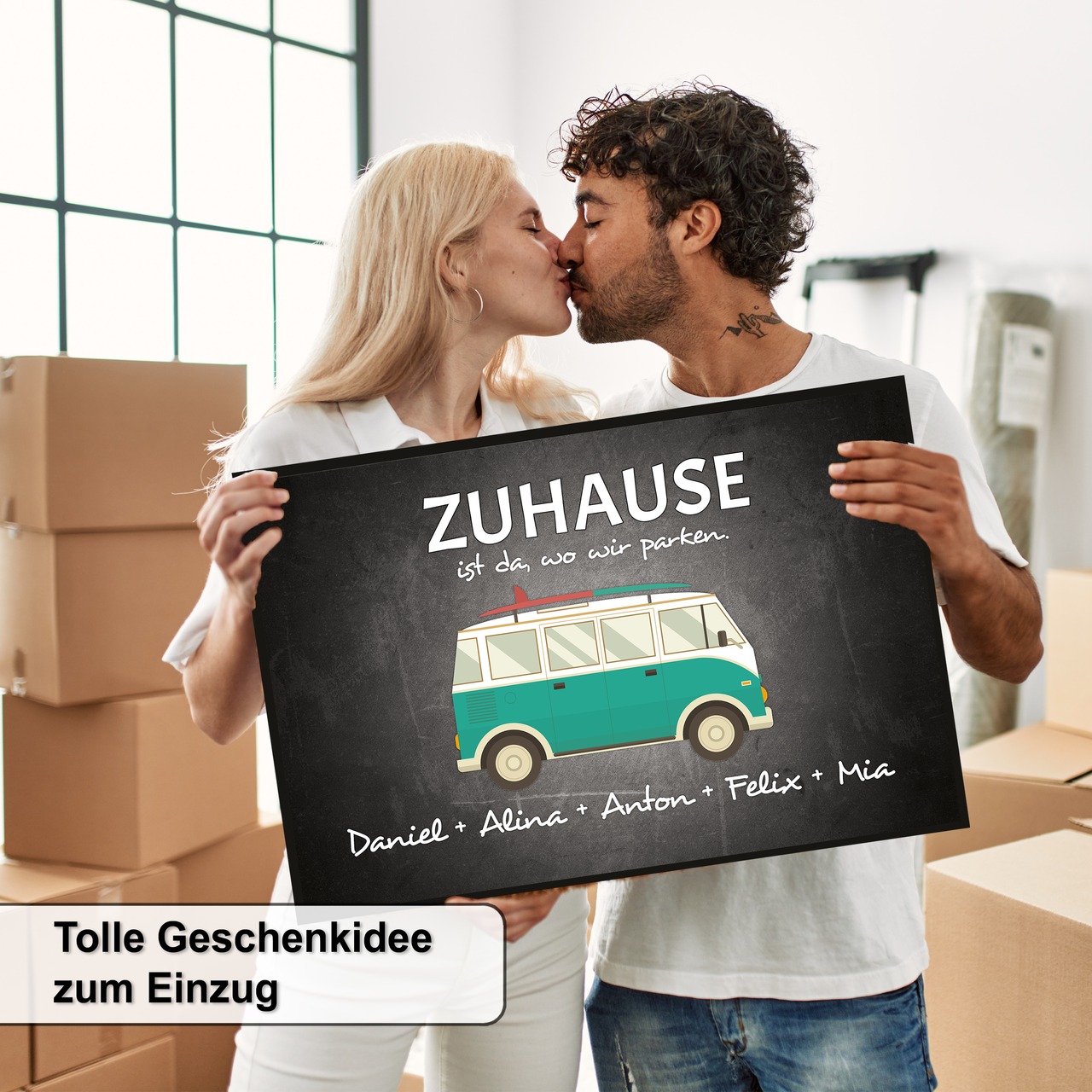 Unikatolo Fußmatte Motiv Bus Van mit Name personalisiert