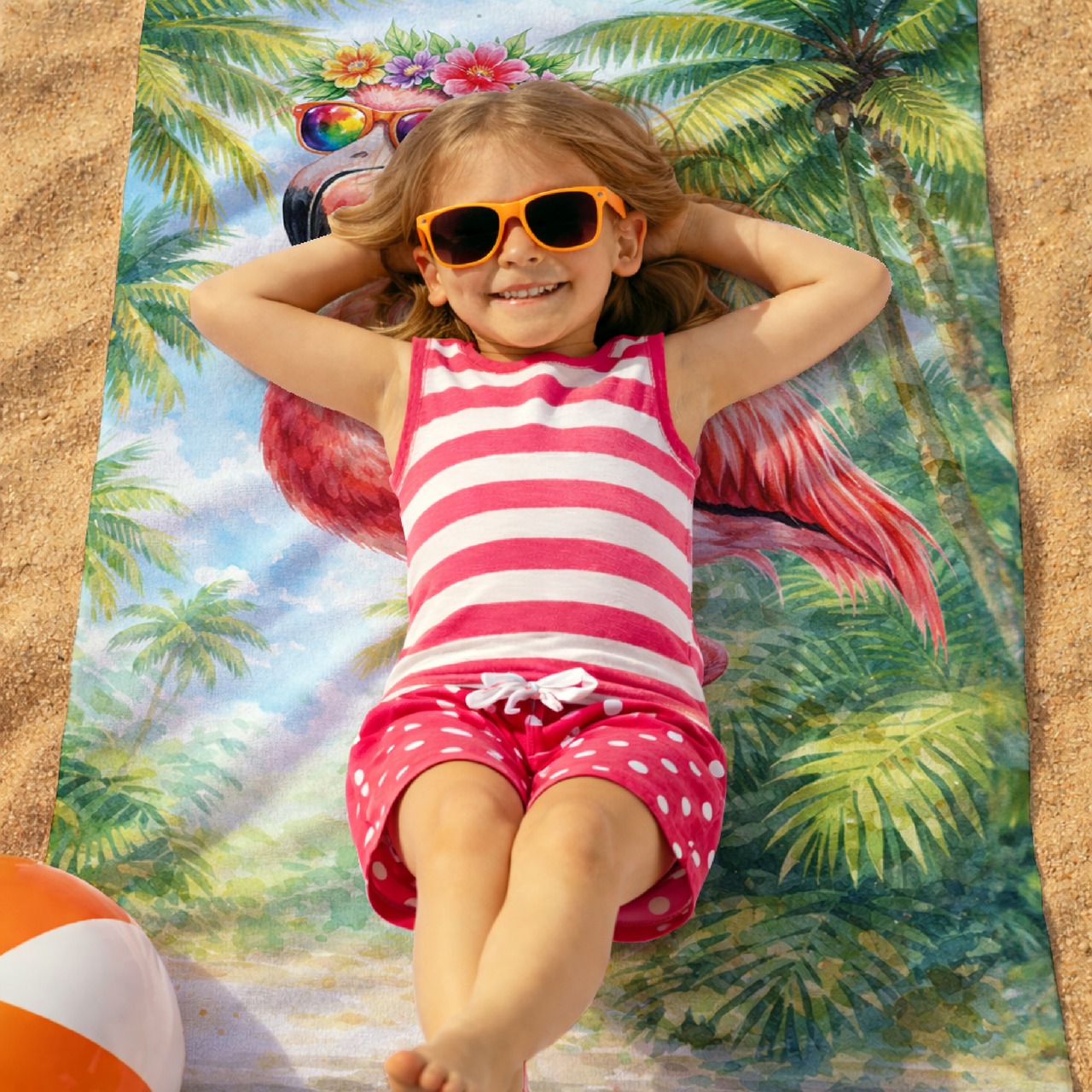 Unikatolo Kinder Handtuch Flamingo mit Name personalisiert