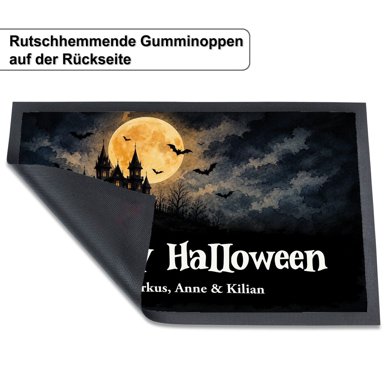 Unikatolo Fußmatte Motiv Halloween 2 mit Name personalisiert