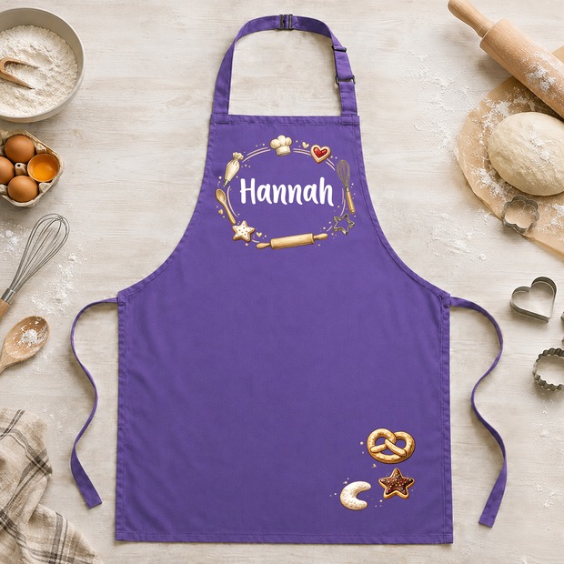 Unikatolo Kinderschürze BACKEN mit Name personalisiert | LILA