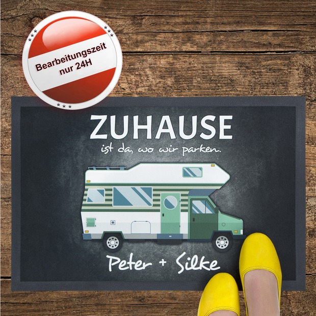 Unikatolo Fußmatte Motiv Wohnmobil mit Name personalisiert