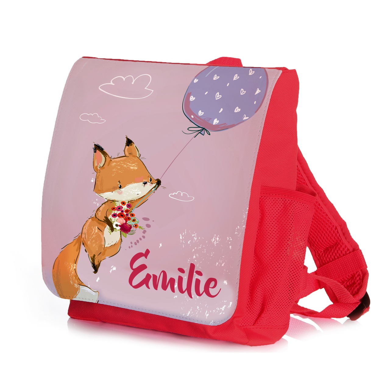 Unikatolo Kindergartenrucksack Fuchs mit Name | rot
