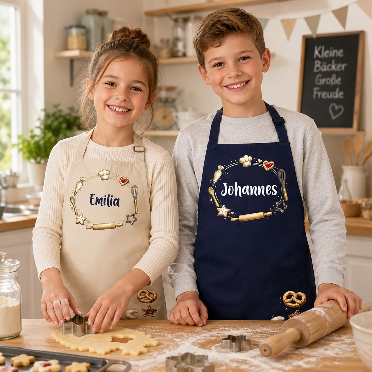 Unikatolo Kinderschürze BACKEN mit Name personalisiert | HELLBLAU