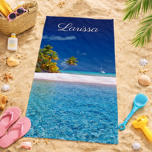 Unikatolo Badetuch Motiv Strand mit Name personalisiert