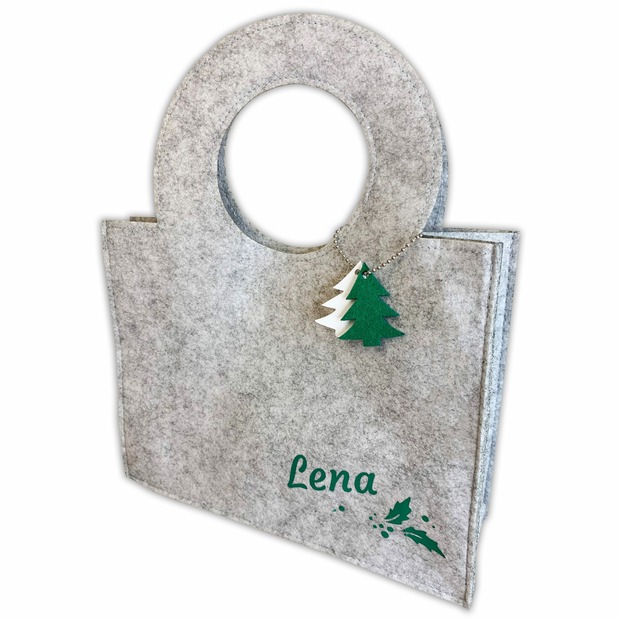 Unikatolo personalisierte Filztasche in grau mit Name