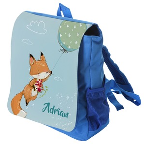 Unikatolo Kindergartenrucksack Fuchs mit Name | blau