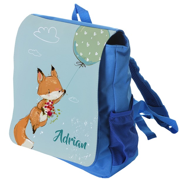 Unikatolo Kindergartenrucksack Fuchs mit Name | blau