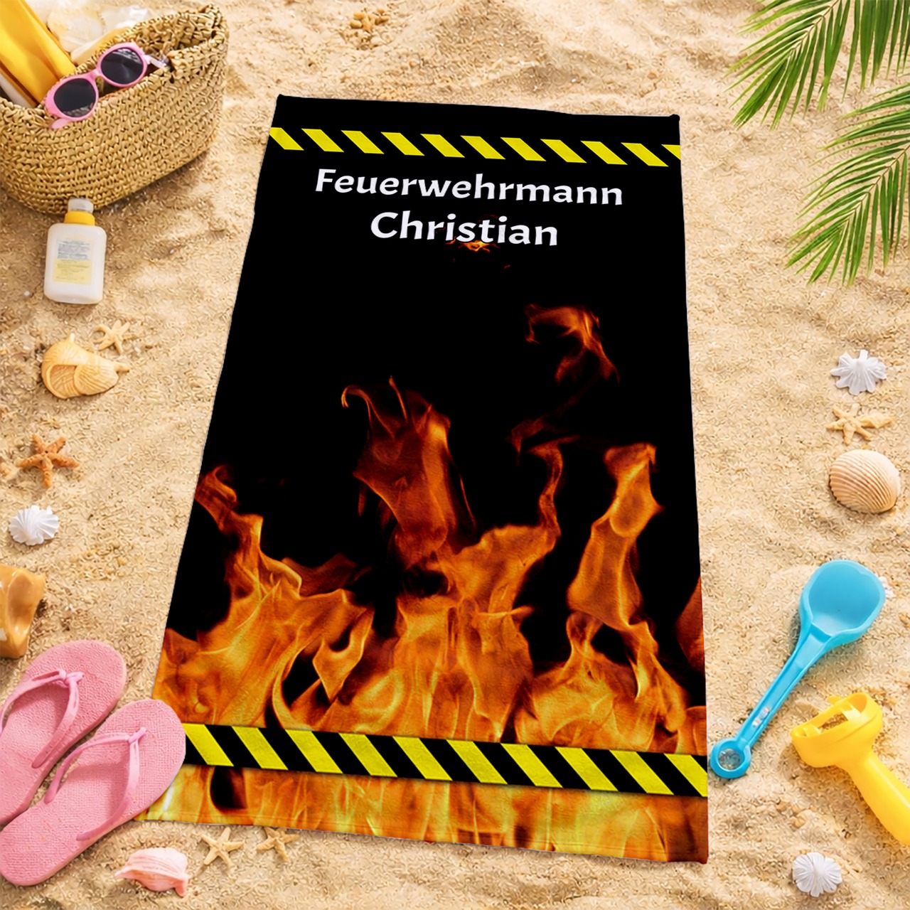 Unikatolo Badetuch Motiv Feuerwehr mit Name