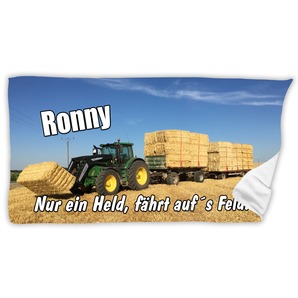 Unikatolo Badetuch Motiv Traktor mit Name personalisiert