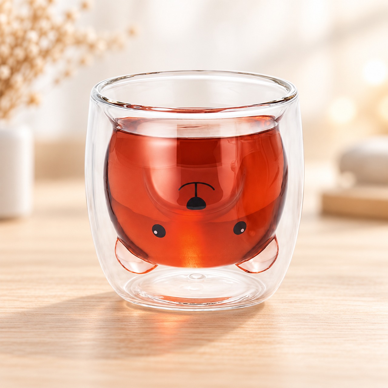 Bären Tasse - Doppelwandiges Isolierglas für Kalt- & Warmgetränke