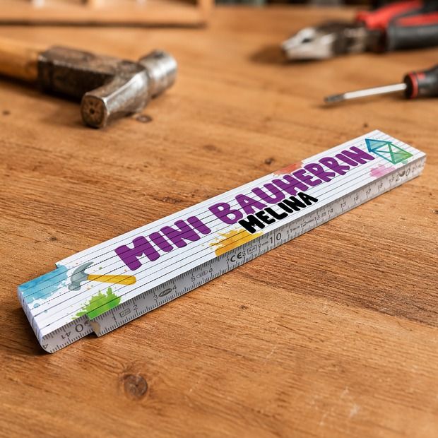 Unikatolo Kinder Zollstock Mini Bauherrin mit Name