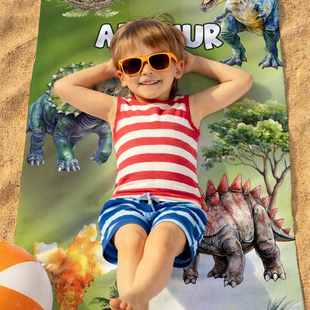 Unikatolo Kinder Handtuch Dino mit Name personalisiert