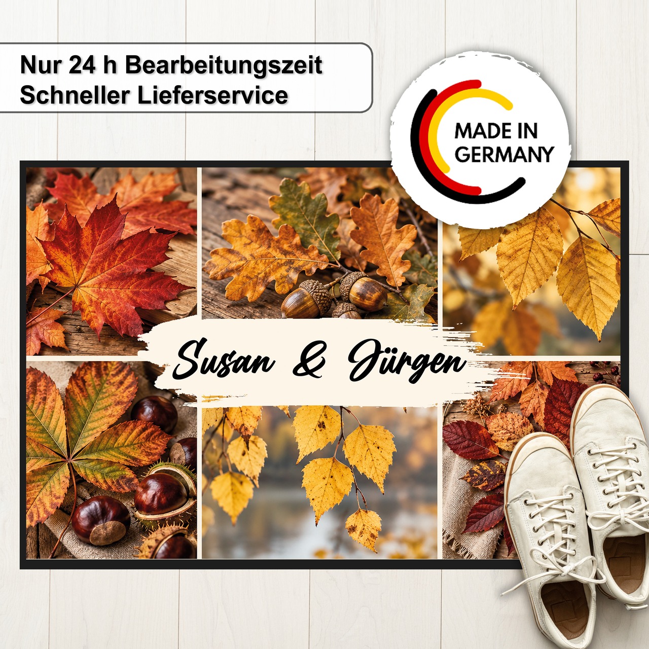 Unikatolo Fußmatte Motiv HERBST mit Name personalisiert