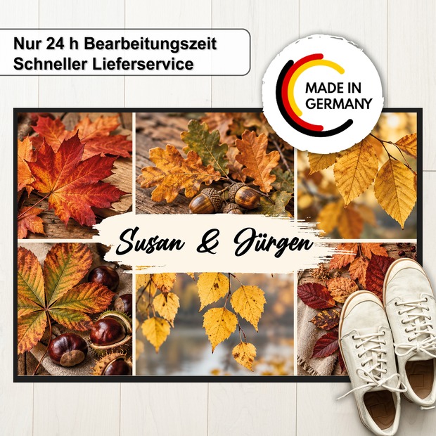 Unikatolo Fußmatte Motiv HERBST mit Name personalisiert