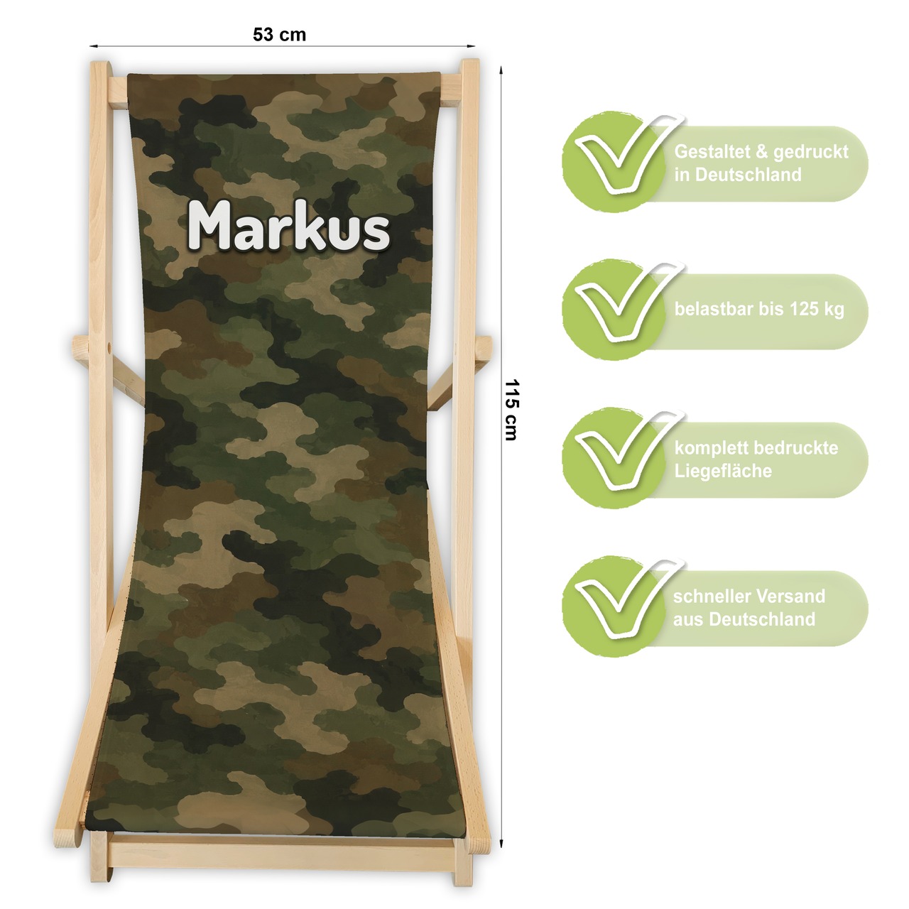 Unikatolo Campingstuhl mit Name personalisiert Camouflage Tarnmuster