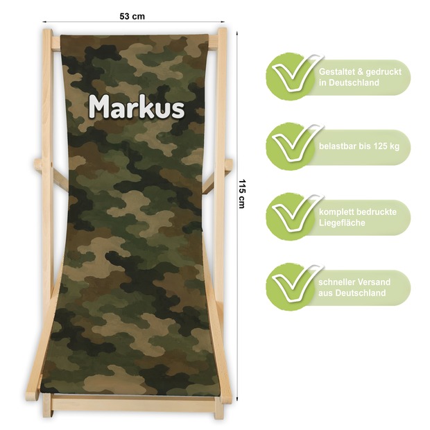 Unikatolo Campingstuhl mit Name personalisiert Camouflage Tarnmuster