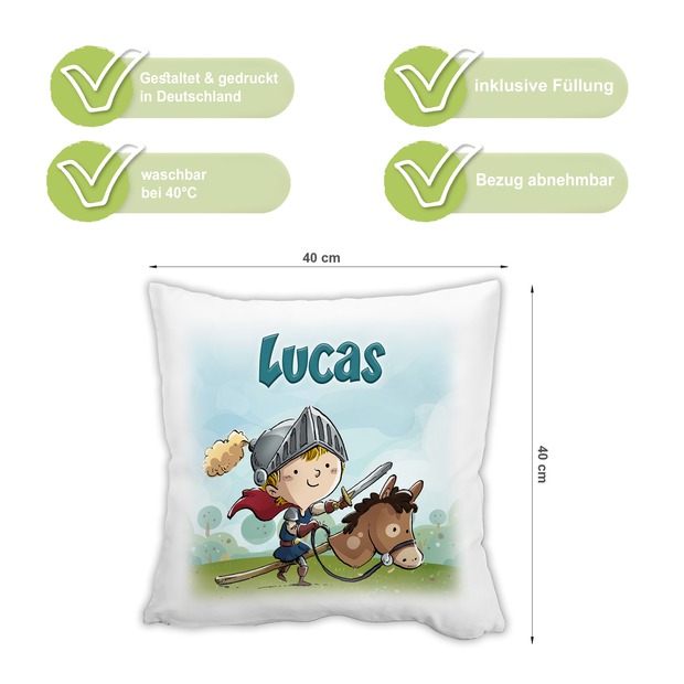 Unikatolo Kissen Motiv Ritter mit Name personalisiert