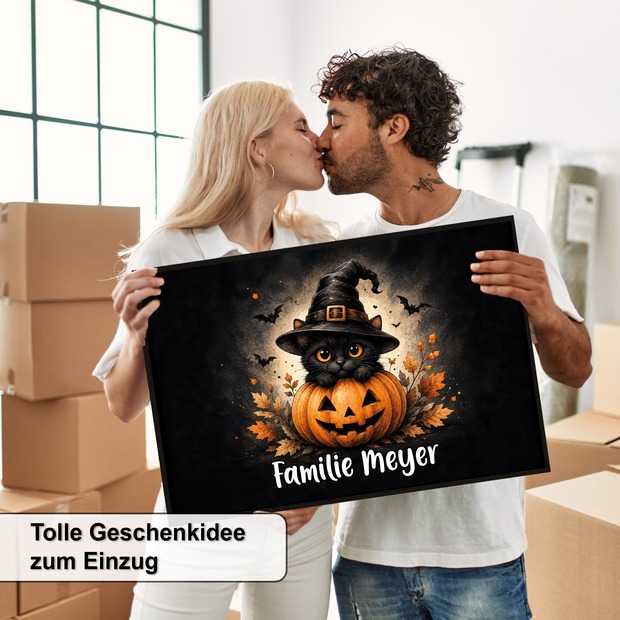 Unikatolo Fußmatte Motiv Halloween 1 mit Name personalisiert