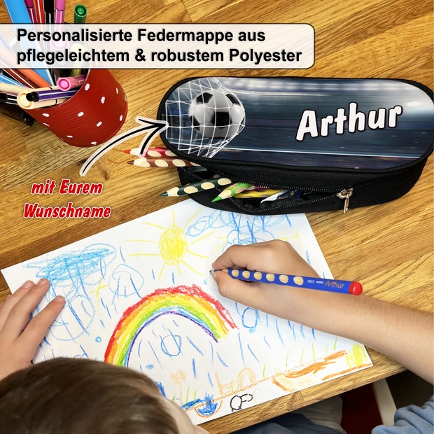 Unikatolo Federmäppchen Fußball mit Name personalisiert