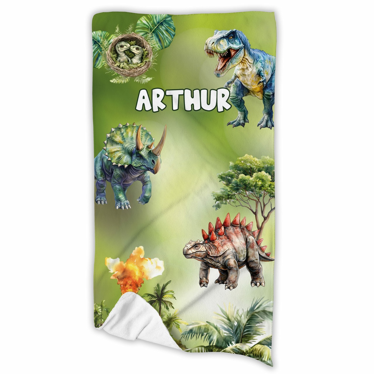 Unikatolo Kinder Handtuch Dino mit Name personalisiert