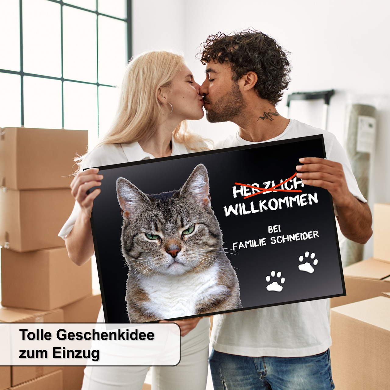 Unikatolo Fußmatte Motiv Miezepeter mit Name personalisiert