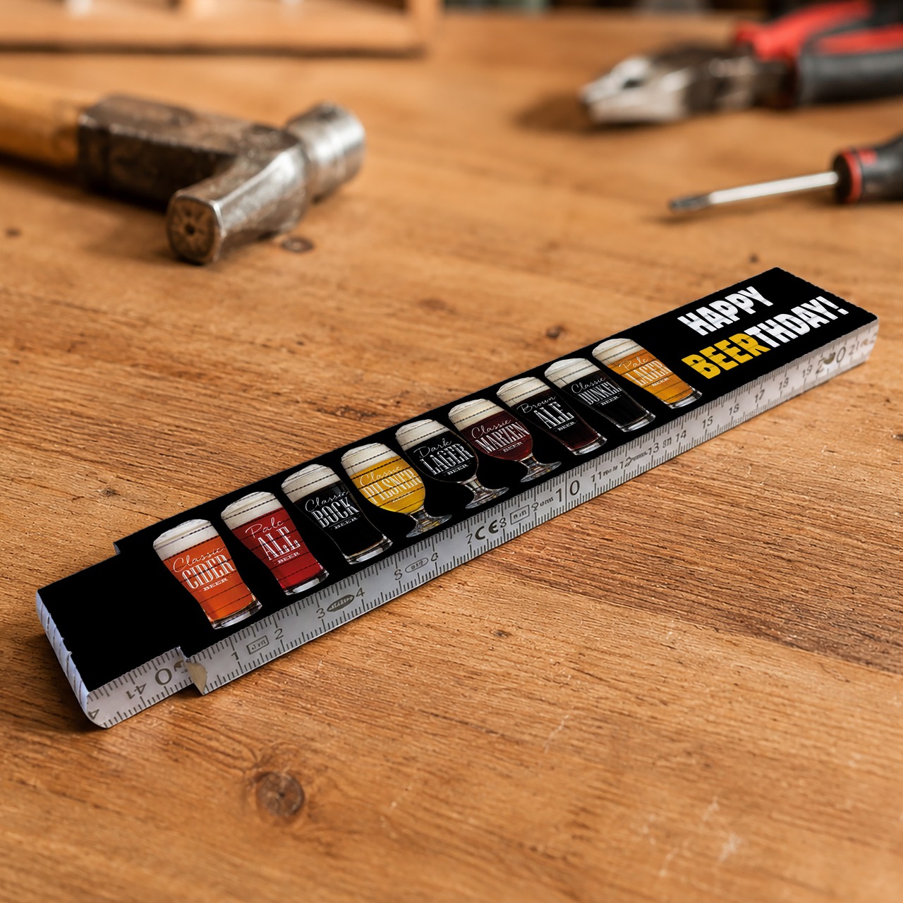 Unikatolo Zollstock Happy Beersday mit Name personalisiert