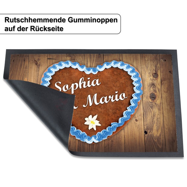 Unikatolo Fußmatte Motiv Lebkuchenherz mit Name personalisiert