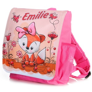 Unikatolo Kindergartenrucksack Fuchs Mädchen mit Name | pink