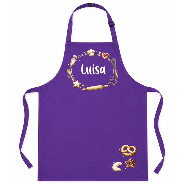Unikatolo Kinderschürze BACKEN mit Name personalisiert | LILA