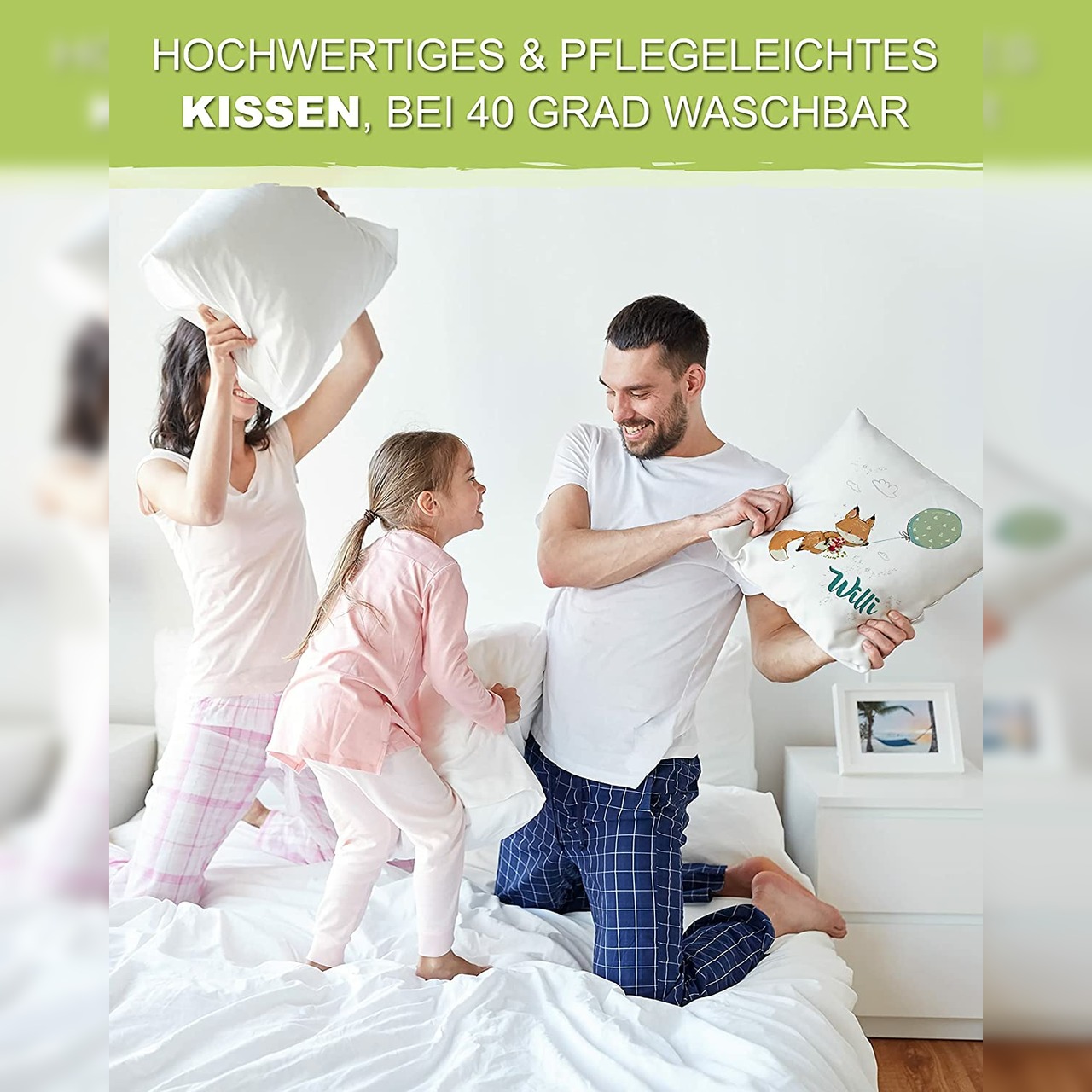 Unikatolo Kissen Motiv Fuchs mit Name personalisiert