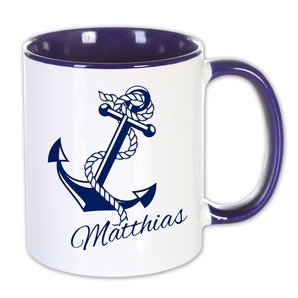 Unikatolo Tasse mit Name personalisiert Motiv Anker