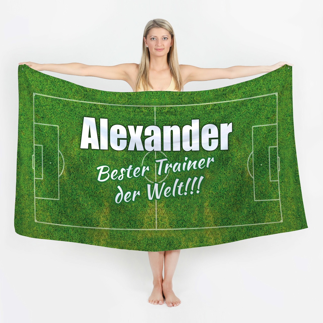 Unikatolo Badetuch Motiv Fußball mit Name und Wunschtext