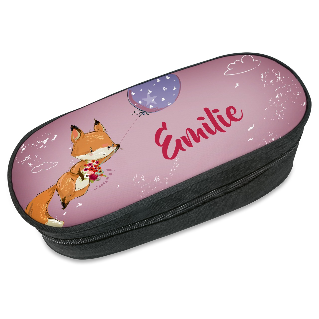 Unikatolo Federmäppchen Fuchs mit Name personalisiert | rosa
