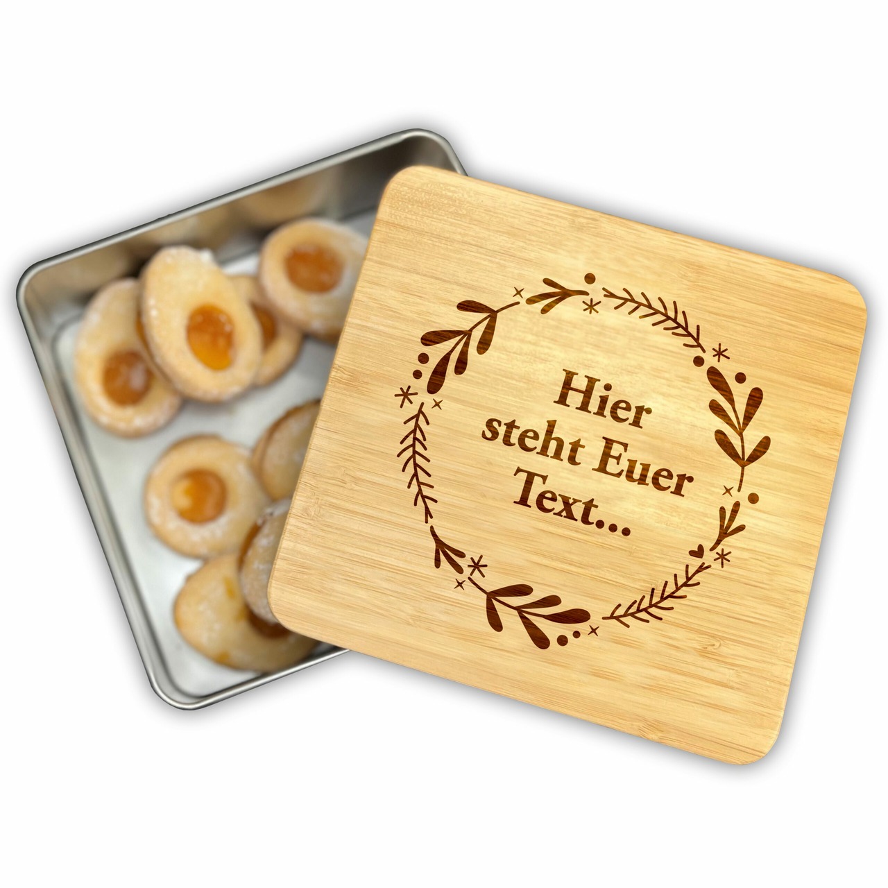 Unikatolo Personalisierte Keksdose Gravur (Kranz Weihnachten)