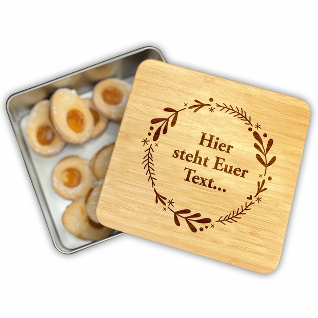 Unikatolo Personalisierte Keksdose Gravur (Kranz Weihnachten)