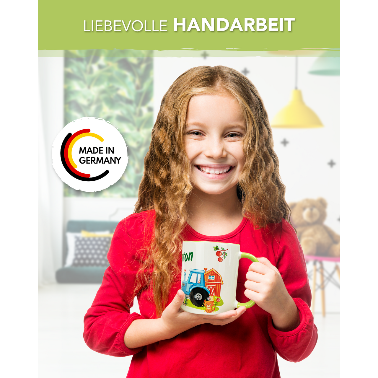 Unikatolo Tasse mit Name personalisiert Kinder Motiv Traktor